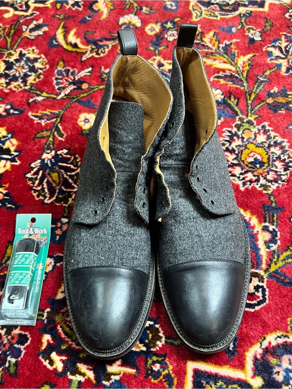 Taft Jack 46 (12.5-13) Gray Wool and Black Leather Cap Toe Boots
